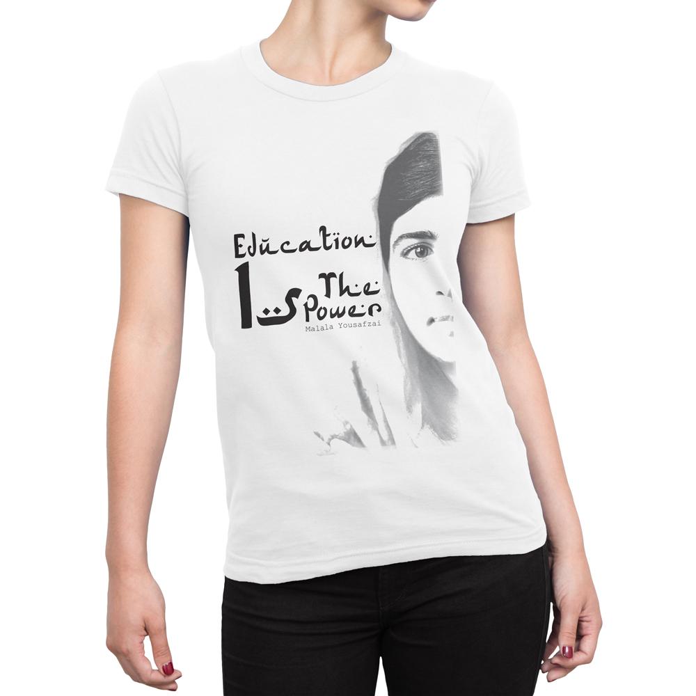 Education Is The Power - Women's Inspirational T Shirt-WearBU.com